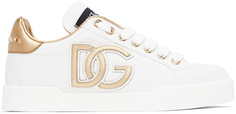 Бело-золотые кроссовки Portofino Dolce &amp; Gabbana