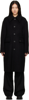 Черное меланжевое пальто Wooyoungmi