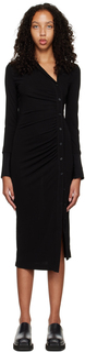 Черное асимметричное платье-миди-рубашка Helmut Lang