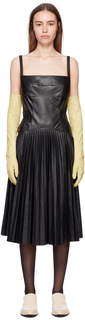 Черное платье-миди из искусственной кожи с заниженной талией Proenza Schouler