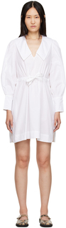Белое мини-платье с v-образным вырезом GANNI