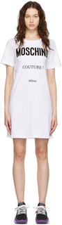Белое виниловое мини-платье Moschino