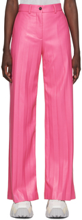 Розовые брюки из искусственной кожи со складками MSGM