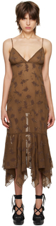 Эксклюзивное коричневое платье-миди SSENSE Anna Sui