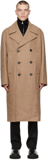 Коричневое пальто в полоску Solid Homme