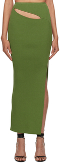 Зеленая длинная юбка с разрезами на бедрах Christopher Esber