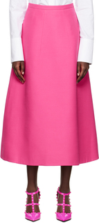Розовая юбка-миди из крепа Couture Valentino