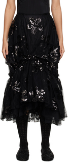 Черная юбка-миди с пайетками Simone Rocha