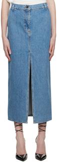 Синяя джинсовая юбка-миди с разрезом Magda Butrym