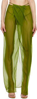 Зеленая длинная юбка с запахом Christopher Esber