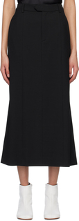 Черная юбка-миди со вставками MM6 Maison Margiela