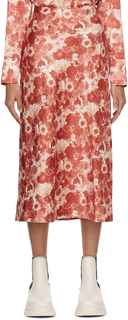 Оранжевая юбка-миди с цветочным принтом GANNI
