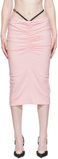 Розовая юбка-миди из жоржета Versace