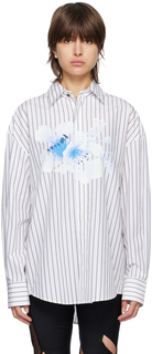 Бело-синяя рубашка с цветочным принтом Feng Chen Wang