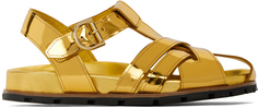 Золотые сандалии на плоской подошве с крест-накрест Dries Van Noten