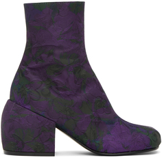 Пурпурные ботинки на молнии с цветочным принтом Dries Van Noten