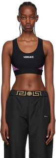 Черный спортивный бюстгальтер Greca Versace Underwear