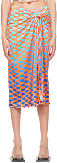 Эксклюзивная оранжево-синяя юбка-миди SSENSE FENSI Фэнси