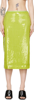 Зеленая юбка-миди с пайетками Helmut Lang