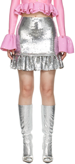 Серебряная мини-юбка с пайетками Paco Rabanne
