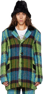 Эксклюзивное многоцветное пальто SSENSE в клетку Anna Sui