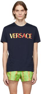 Темно-синяя футболка с логотипом Gradient Versace