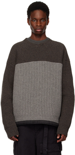 Коричнево-серый спортивный свитер sacai