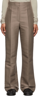 Узкие шелковые брюки цвета хаки LOW CLASSIC