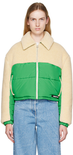 Бежево-зеленая дутая куртка Teddy AMBUSH