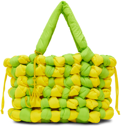 Зелено-желтая большая сумка-тоут с узлом JW Anderson