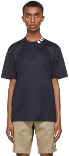 Темно-синяя футболка с воротником Interlock 4-Bar Thom Browne