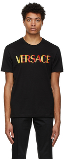 Черная футболка с вышитым логотипом Versace