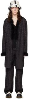 Эксклюзивный черный халат SSENSE с цветочным принтом Anna Sui