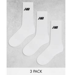 Набор из 3 белых носков New Balance с круглым вырезом и логотипом