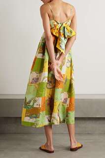 ALÉMAIS + Платье миди из льна с вырезами и принтом Lou Benesch Jerome, желтый