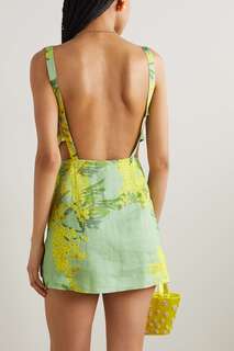 BERNADETTE льняное платье мини Kimberly с цветочным принтом и открытой спиной, салатовый