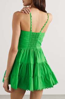 CHARO RUIZ платье мини Angy из гипюра с кружевом и вуалью из смесового хлопка, ярко-зеленый