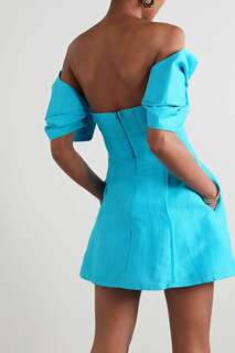 CULT GAIA платье мини Asal со сборками и открытыми плечами, синий