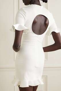 DAVID KOMA платье мини с оборками Circle Back и эластичным понте, белый