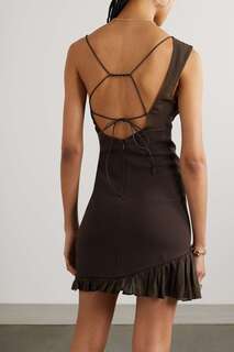 FRAME + Платье мини из джерси на одно плечо с открытой спиной Julia Sarr-Jamois, коричневый