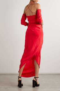 GAUGE81 шелковое платье макси Samaca с открытыми плечами и сборками, красный