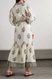 HANNAH ARTWEAR платье макси Kiya с поясом и цветочным принтом, белый