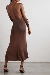 ISA BOULDER трикотажное платье миди с открытой спиной и отделкой крючком Other Reality, коричневый