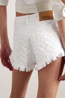 ISABEL MARANT джинсовые шорты с бахромой и эффектом потертости Aneida, белый