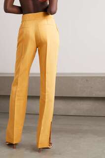 JACQUEMUS брюки прямого кроя из смесового льна Tibau, желтый