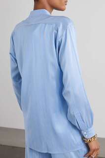 LE KASHA + Полосатая шелковая рубашка Nadine Strittmatter Henryl, синий