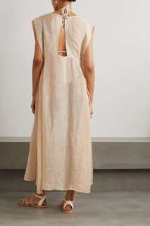 LE KASHA платье макси Assouan из льна и газа, персиковый
