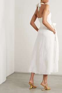 MARA HOFFMAN + NET SUSTAIN Платье миди-трансформер Paula из лиоцелла и льна с запахом и эффектом запаха, белый