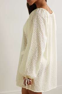MARYSIA платье мини Moab с завязками и вышивкой бродери англез, белый