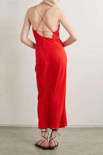 MATTEAU Платье макси из шелкового крепдешина с драпировкой, красный